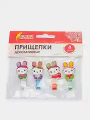 Прищепки декоративные "Зайчики", 4 штуки 3,5 см