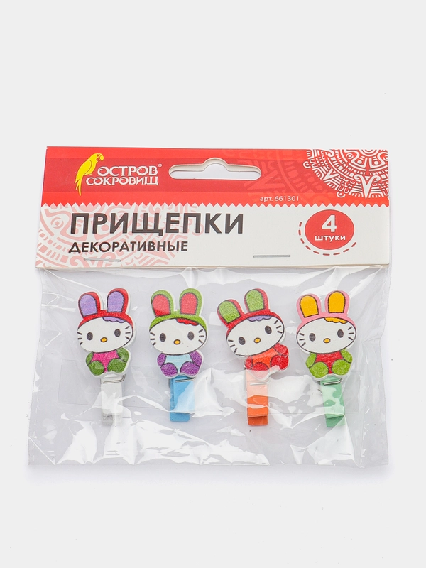 Прищепки декоративные "Зайчики", 4 штуки 3,5 см