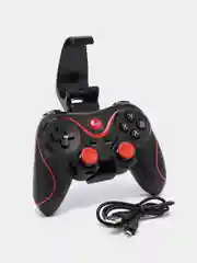 Черный геймпад джойстик беспроводной Wireless Controller x3, с держателем для телефона
