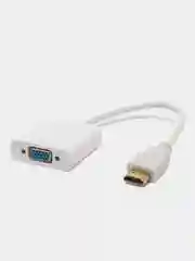 Белый переходник-адаптер из HDMI в VGA, с аудиовыходом и без