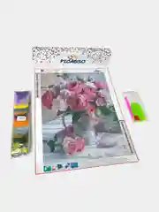 Оливковый алмазная мозаика 30х40 см "Цветы без подрамника