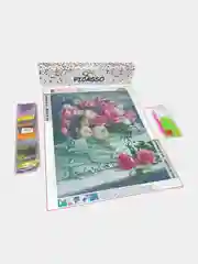 Черный алмазная мозаика 30х40 см "Цветы без подрамника