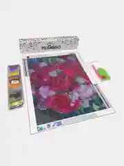 Бордовый алмазная мозаика 30х40 см "Цветы без подрамника