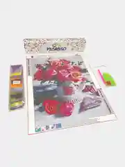 Терракотовый алмазная мозаика 30х40 см "Цветы без подрамника