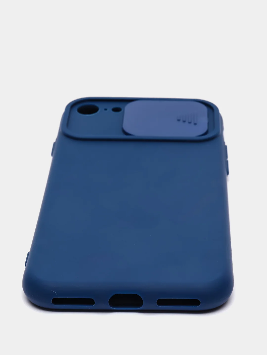 Темно-синий чехол iPhone 7 / 8 / SE 2020 силиконовый с закрывающейся камерой