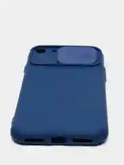 Темно-синий чехол iPhone 7 / 8 / SE 2020 силиконовый с закрывающейся камерой