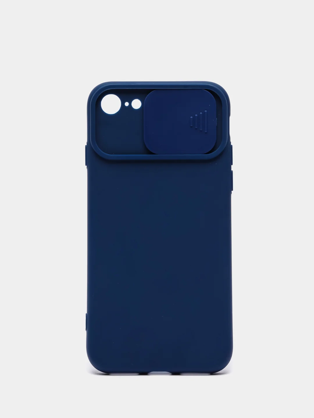 Темно-синий чехол iPhone 7 / 8 / SE 2020 силиконовый с закрывающейся камерой