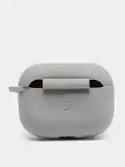 Серый силиконовый чехол для наушников AirPods Pro с карабином