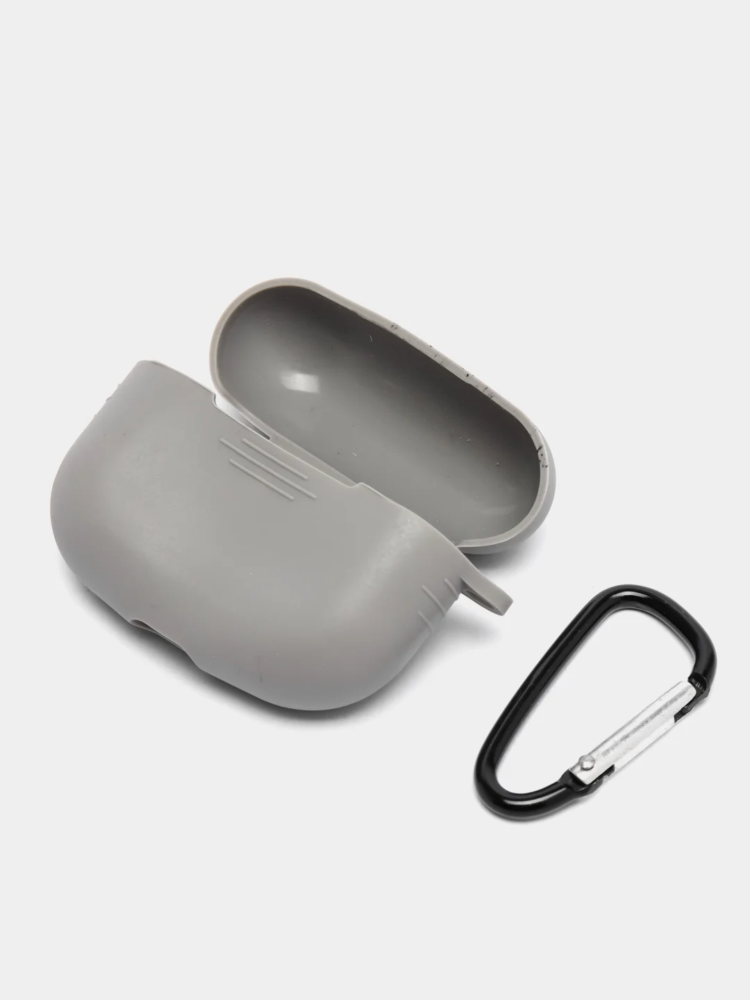 Серый силиконовый чехол для наушников AirPods Pro с карабином