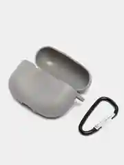 Серый силиконовый чехол для наушников AirPods Pro с карабином