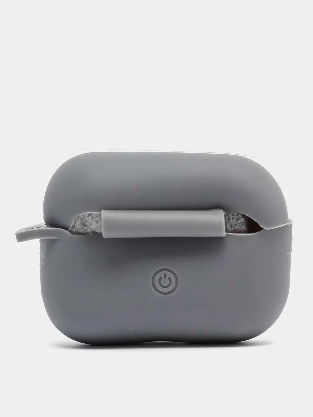 Тёмно-серый силиконовый чехол для наушников AirPods Pro с карабином
