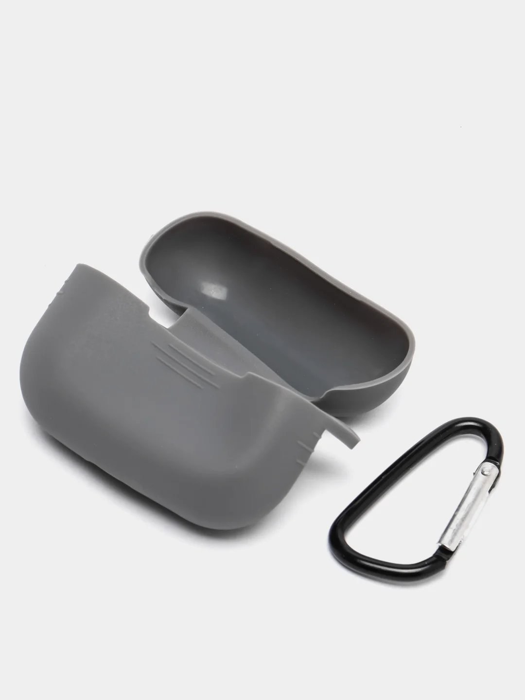Тёмно-серый силиконовый чехол для наушников AirPods Pro с карабином