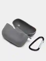 Тёмно-серый силиконовый чехол для наушников AirPods Pro с карабином