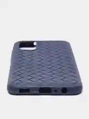 Темно-синий чехол Samsung Galaxy A02S, Самсунг Галакси А02с плетеный силиконовый