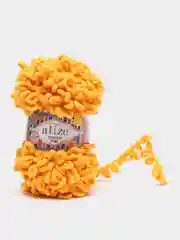 Горчичный пряжа Alize Puffy Fine, маленькие петельки, микрополиэстер, 100 г, 14 м