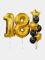 Шар "Цифра 102 см", золото, серебро