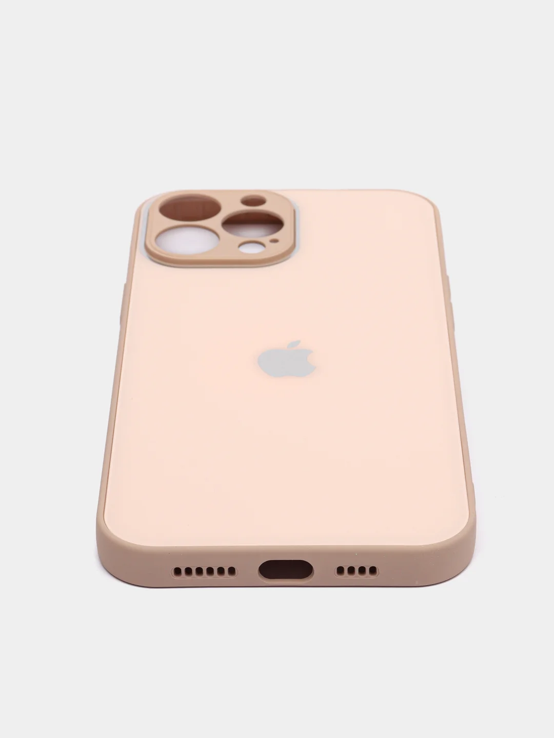 Кремовый чехол силиконовый со стеклянной панелью для iPhone 13 Pro Max