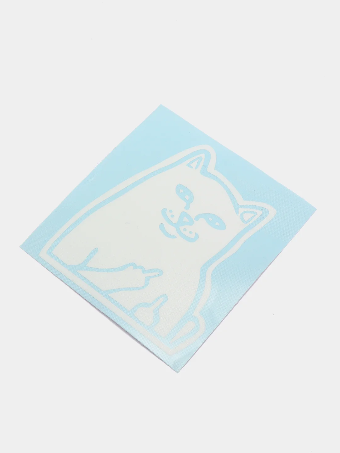 Белый наклейка голографическая Lord Nermal "Кот показывает факи", без фона
