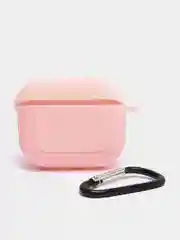 Розовый чехол для наушников Apple Airpods 3 с карабином силиконовый