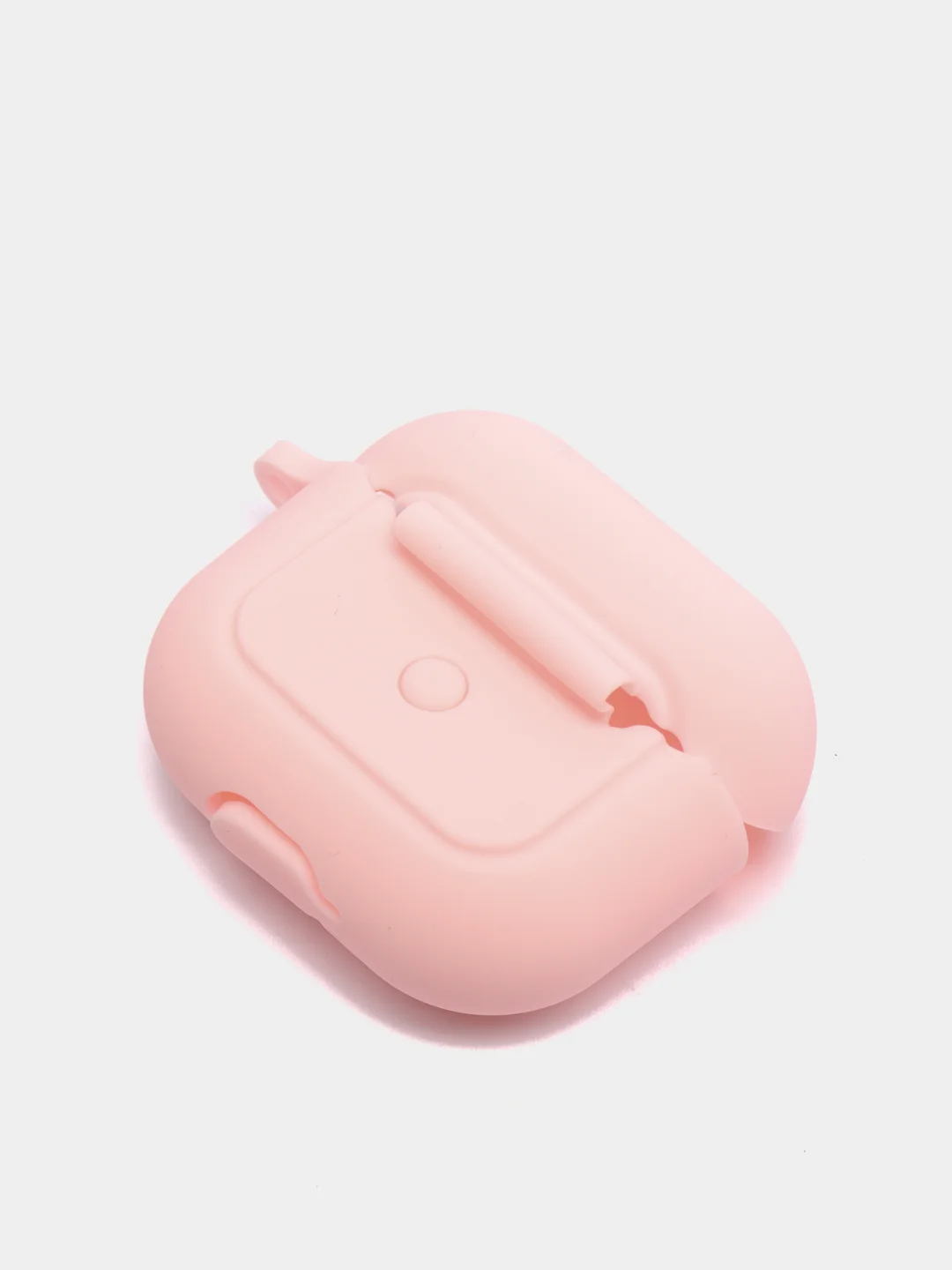 Розовый чехол для наушников Apple Airpods 3 с карабином силиконовый