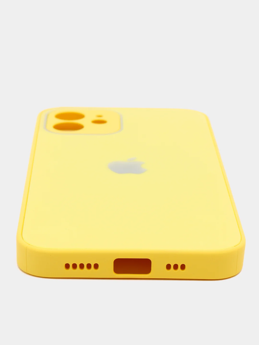Желтый чехол силиконовый с матовой стеклянной панелью для iPhone 11, 12, 13, 13 Pro, 13 Pro Max