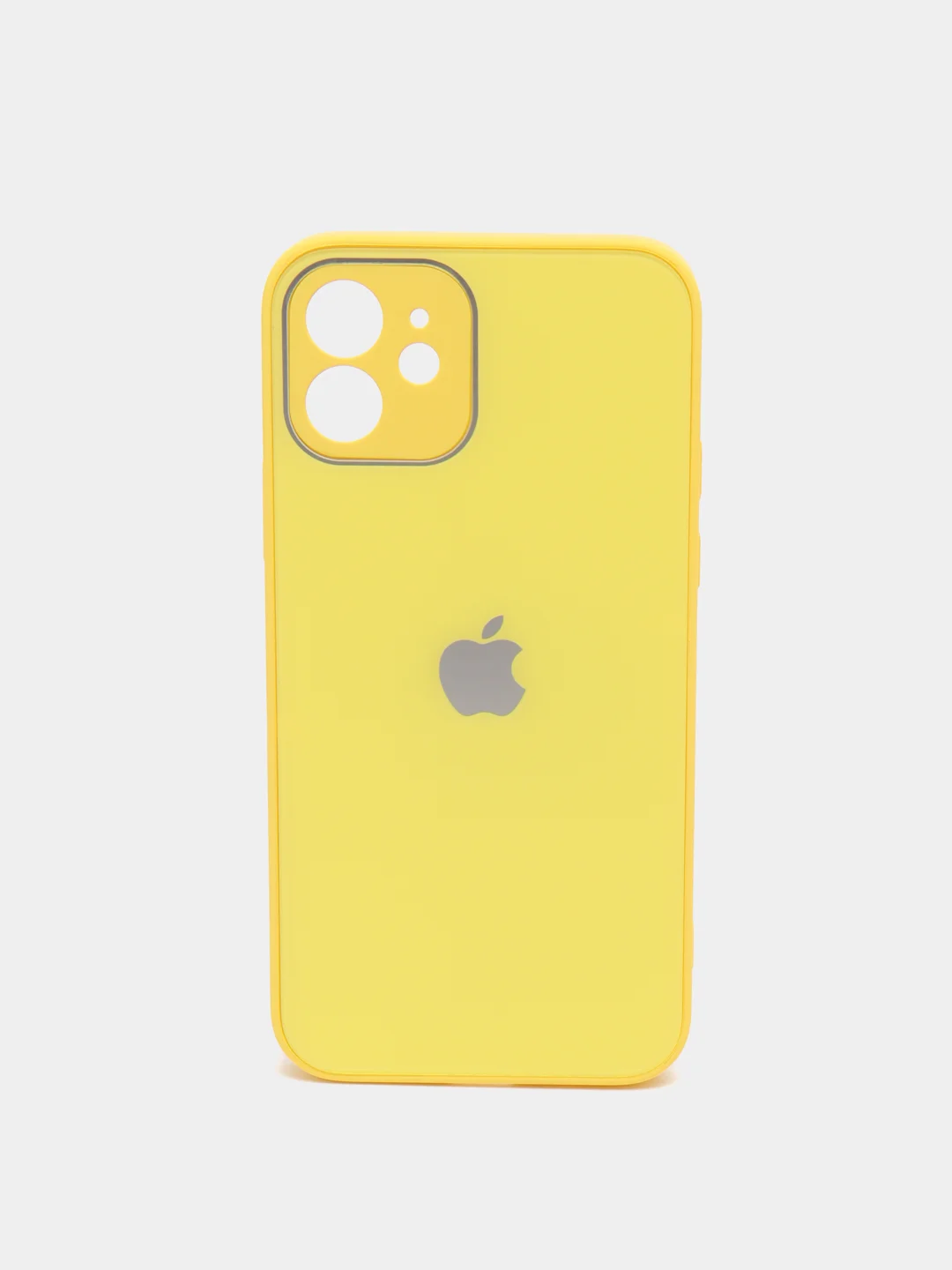 Желтый чехол силиконовый с матовой стеклянной панелью для iPhone 11, 12, 13, 13 Pro, 13 Pro Max