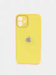 Желтый чехол силиконовый с матовой стеклянной панелью для iPhone 11, 12, 13, 13 Pro, 13 Pro Max