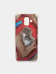 Красный чехол Samsung Galaxy A6 (2018), Самсунг Галакси А6 силиконовый с мраморным рисунком