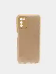Золотой чехол Samsung Galaxy A03s, Самсунг Галакси А03с блестящий сияющий с защитой камеры