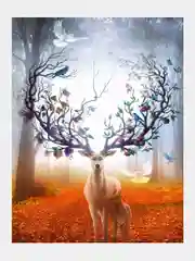 Белый алмазная мозаика "Сказочный олень", 40*60 см