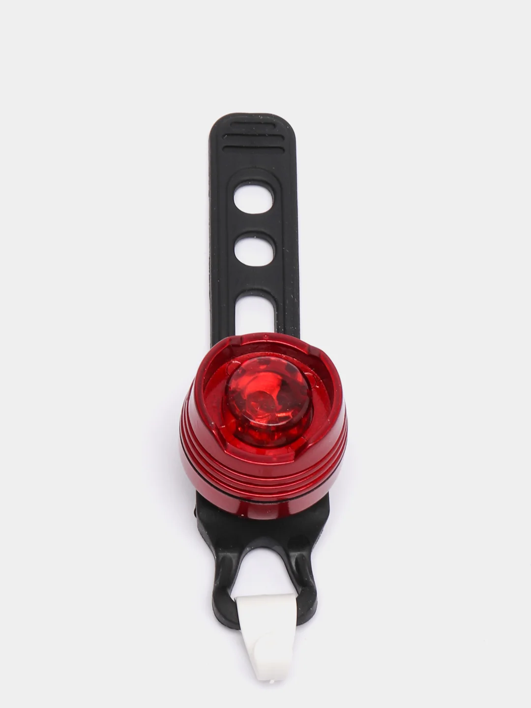 Красный мини-фонарь велосипедный, 3 режима, d 2.5 см, 1LED, 2хCR2032 (в комплекте)