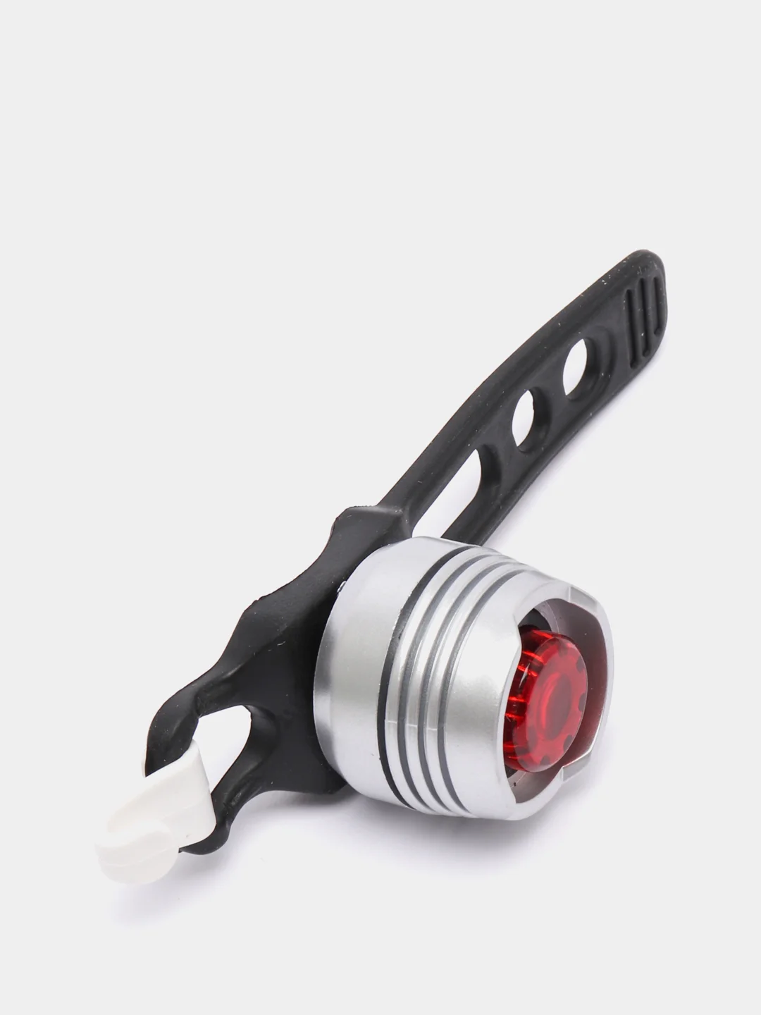 Серебряный мини-фонарь велосипедный, 3 режима, d 2.5 см, 1LED, 2хCR2032 (в комплекте)