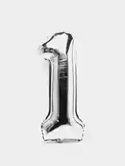 Серебряный воздушный шар "Цифра", фольгированный, 102 см