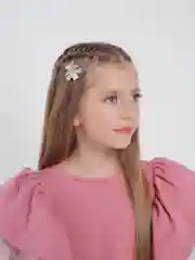 Золотой заколка-зажим для волос "Мишка", 2шт