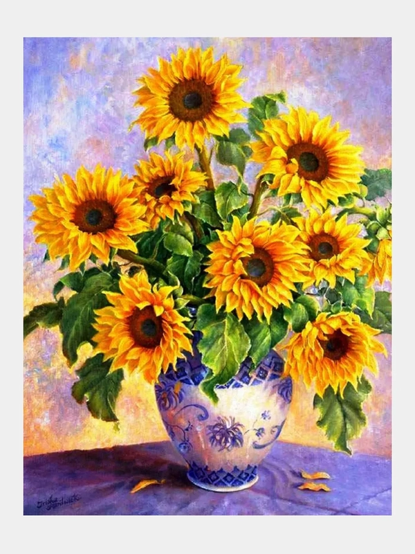 Алмазная мозаика вышивка "Подсолнухи", 40*50 см, без подрамника