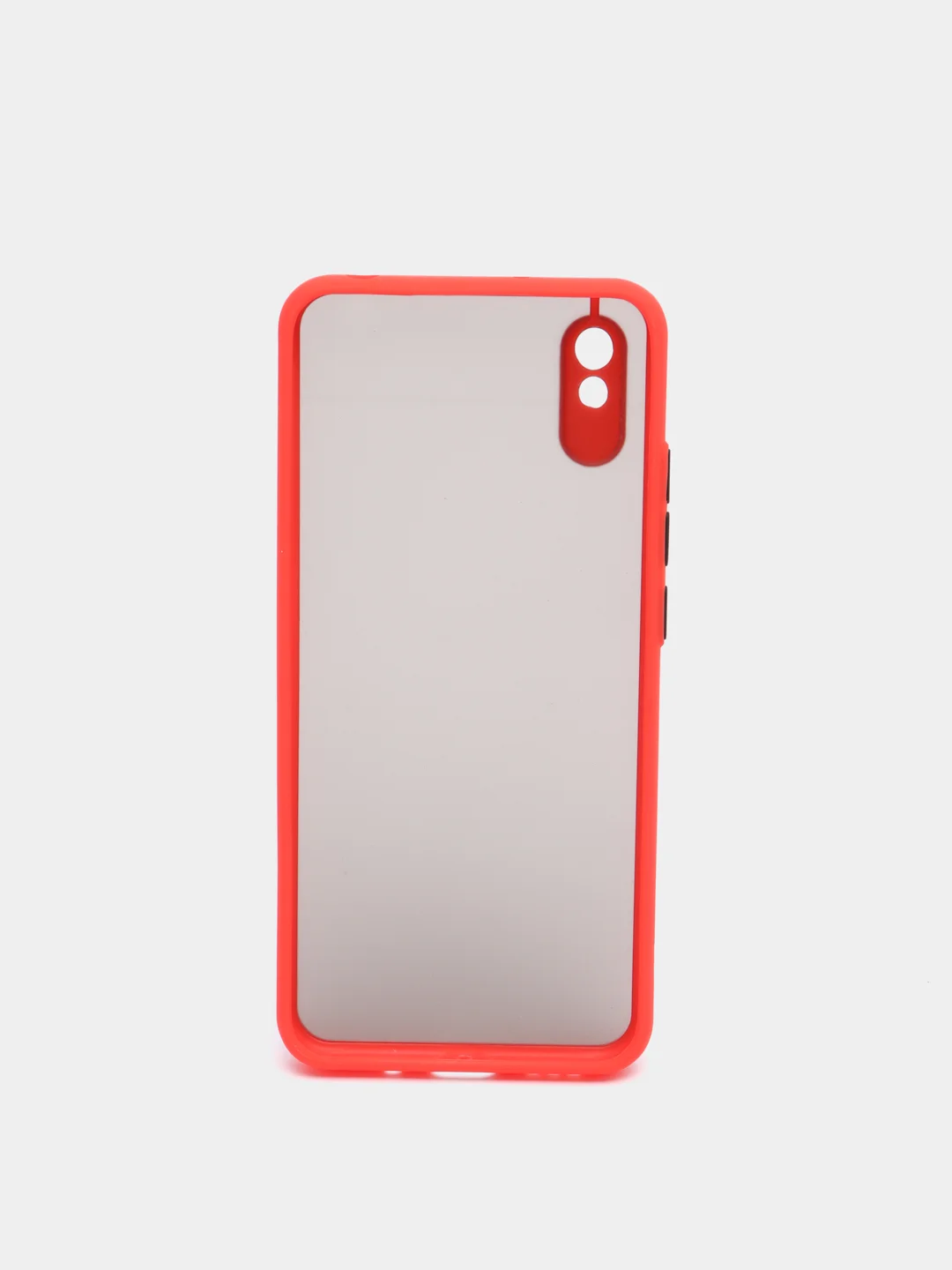 Красный чехол Xiaomi POCO X3 прозрачный с защитой камеры, цветные кнопки