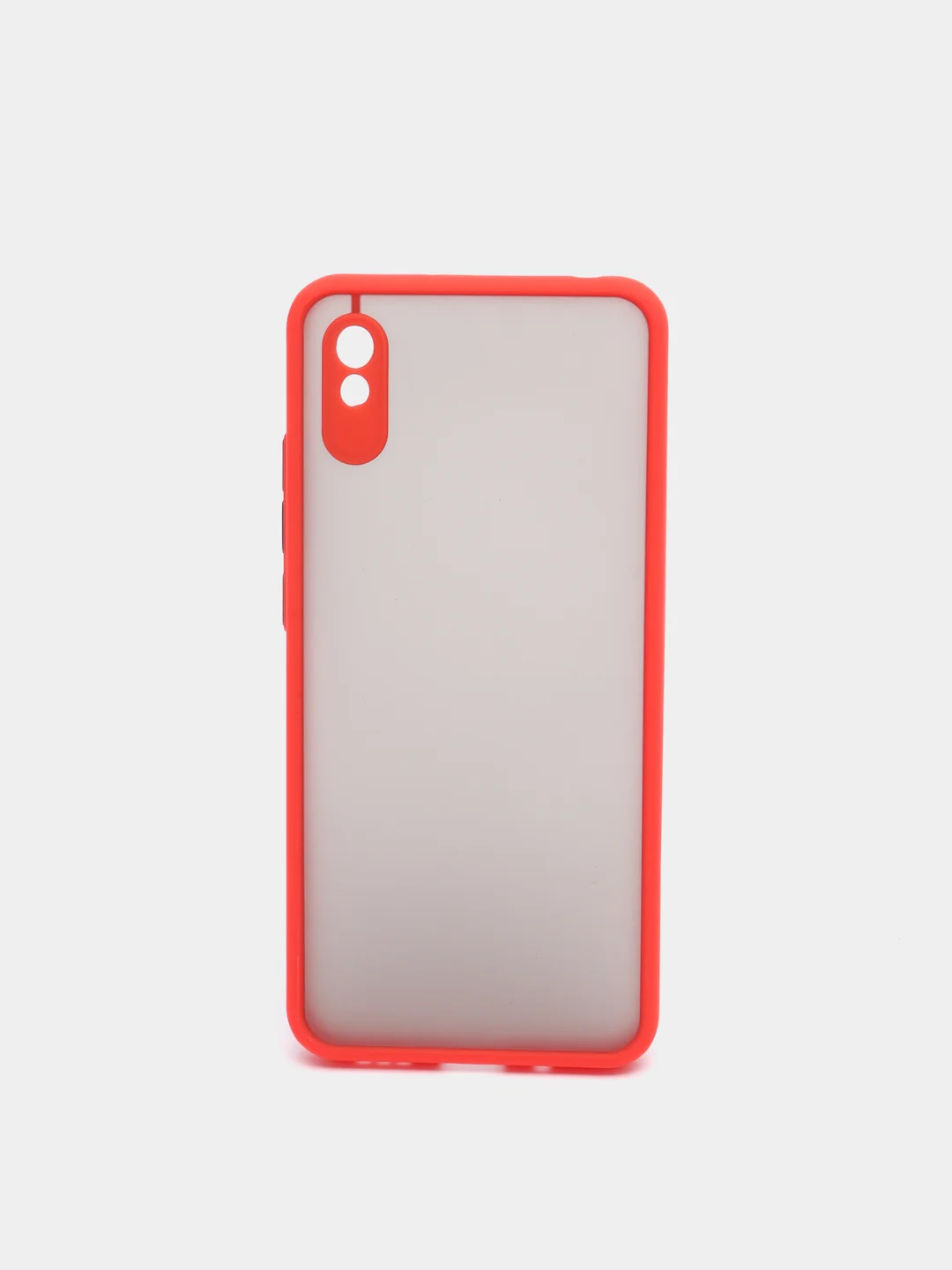 Красный чехол Xiaomi POCO X3 прозрачный с защитой камеры, цветные кнопки
