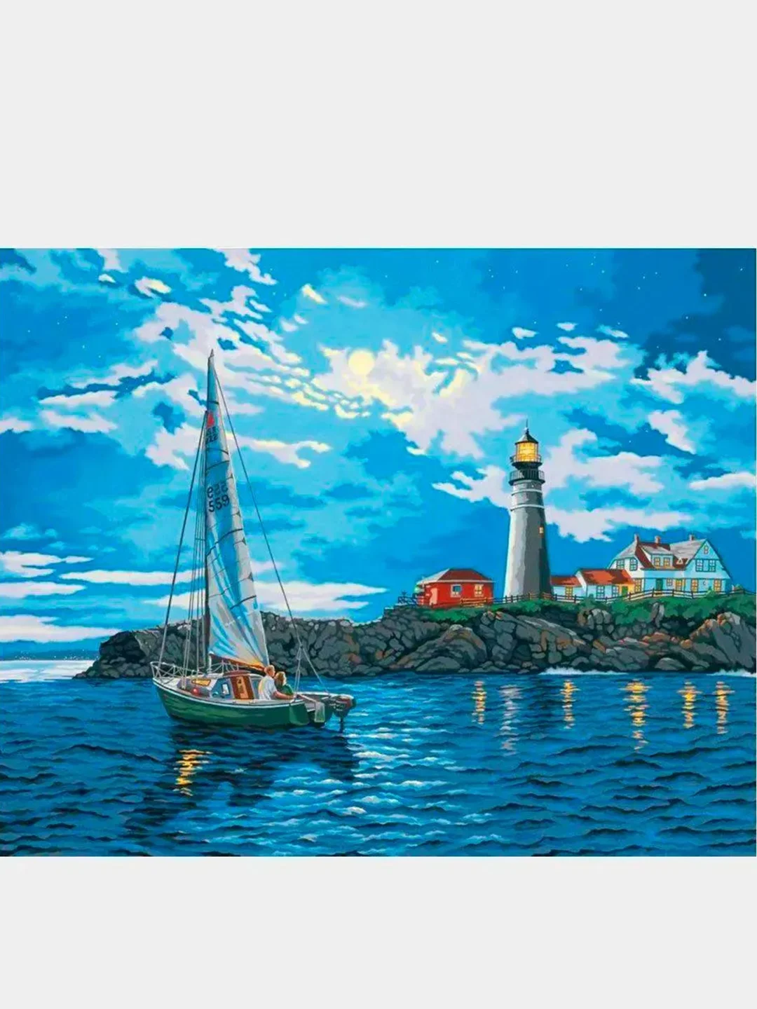 Белый алмазная мозаика "Залив", без подрамника, 30*40 см