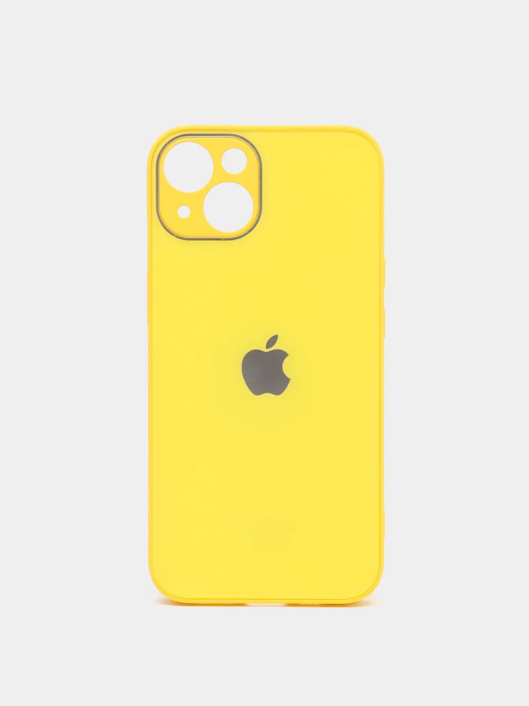 Желтый чехол силиконовый с матовой стеклянной панелью для iPhone 11, 12, 13, 13 Pro, 13 Pro Max