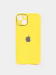 Желтый чехол силиконовый с матовой стеклянной панелью для iPhone 11, 12, 13, 13 Pro, 13 Pro Max