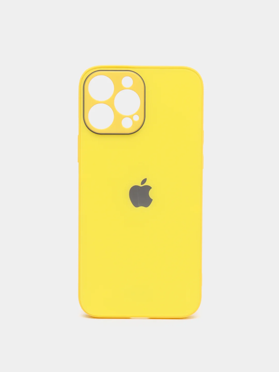 Желтый чехол силиконовый с матовой стеклянной панелью для iPhone 11, 12, 13, 13 Pro, 13 Pro Max