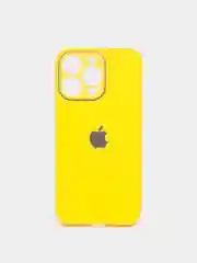Желтый чехол силиконовый с матовой стеклянной панелью для iPhone 11, 12, 13, 13 Pro, 13 Pro Max