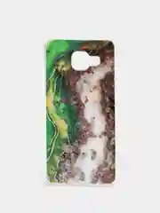 Зеленый чехол Samsung Galaxy A3 2016 SM-A310 (Галакси А3 СМ-А310, силиконовый с мраморным рисунком