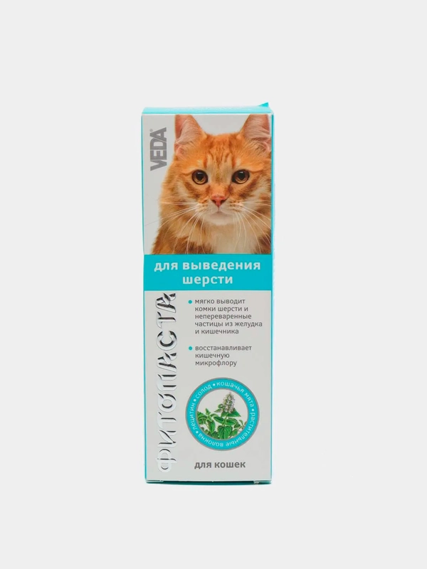 Фитопаста для выведения шерсти у котят, кошек, хорьков VEDA, 75 мл