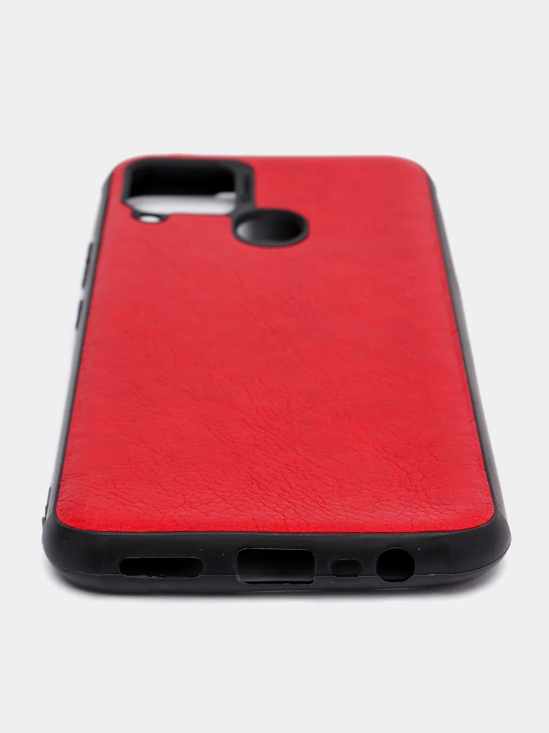 Красный чехол Realme C15 / С12 / C25 силиконовый, имитация кожи