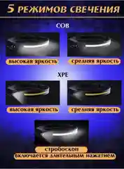 Черный фонарь налобный яркий с дачиком движения