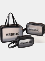 Косметичка дорожная Washbag, водонепроницаемая, белая, розовая, размеры S, L
