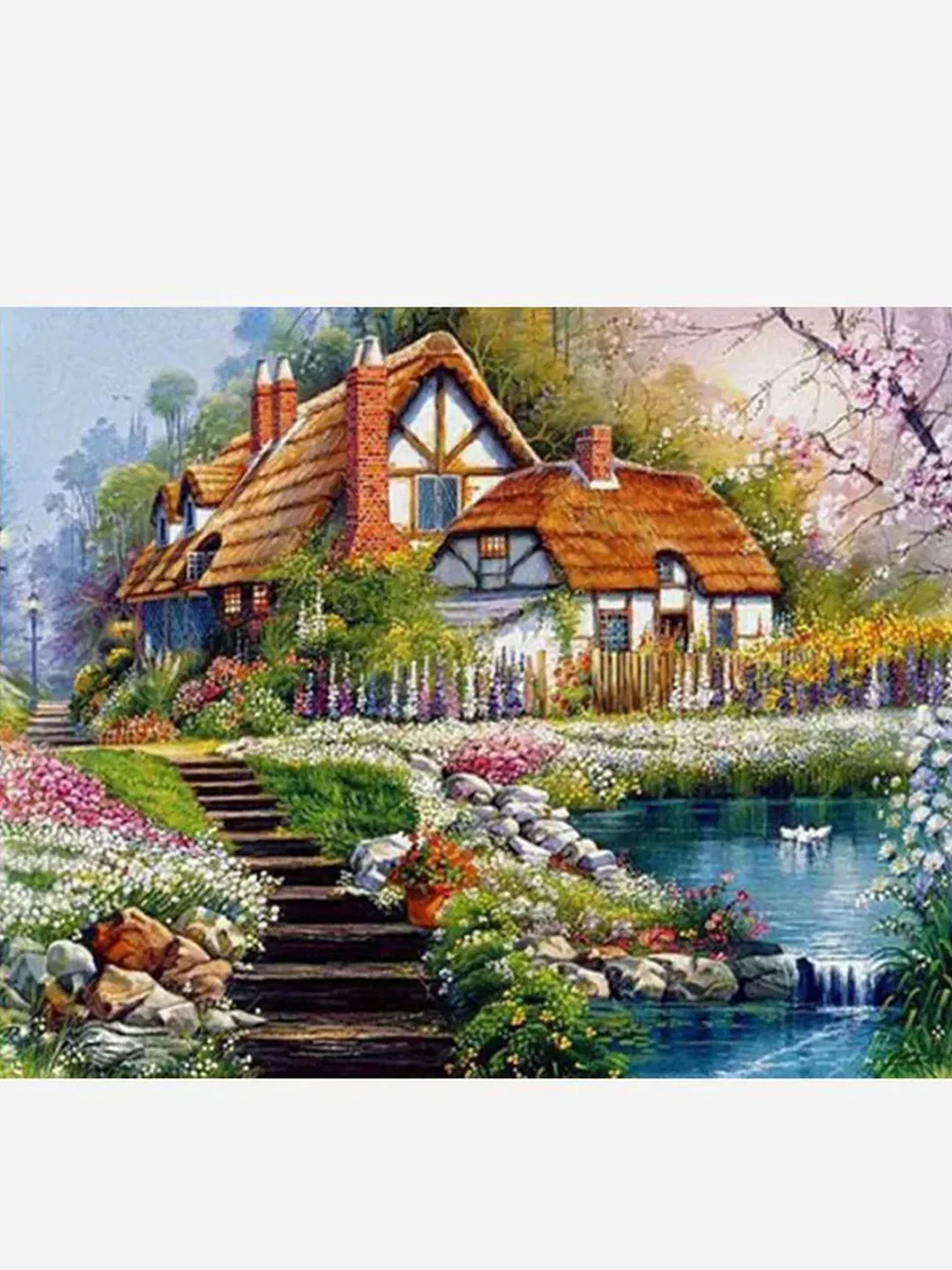 Бирюзовый алмазная мозаика без подрамника "Пейзажи", 30*40 см