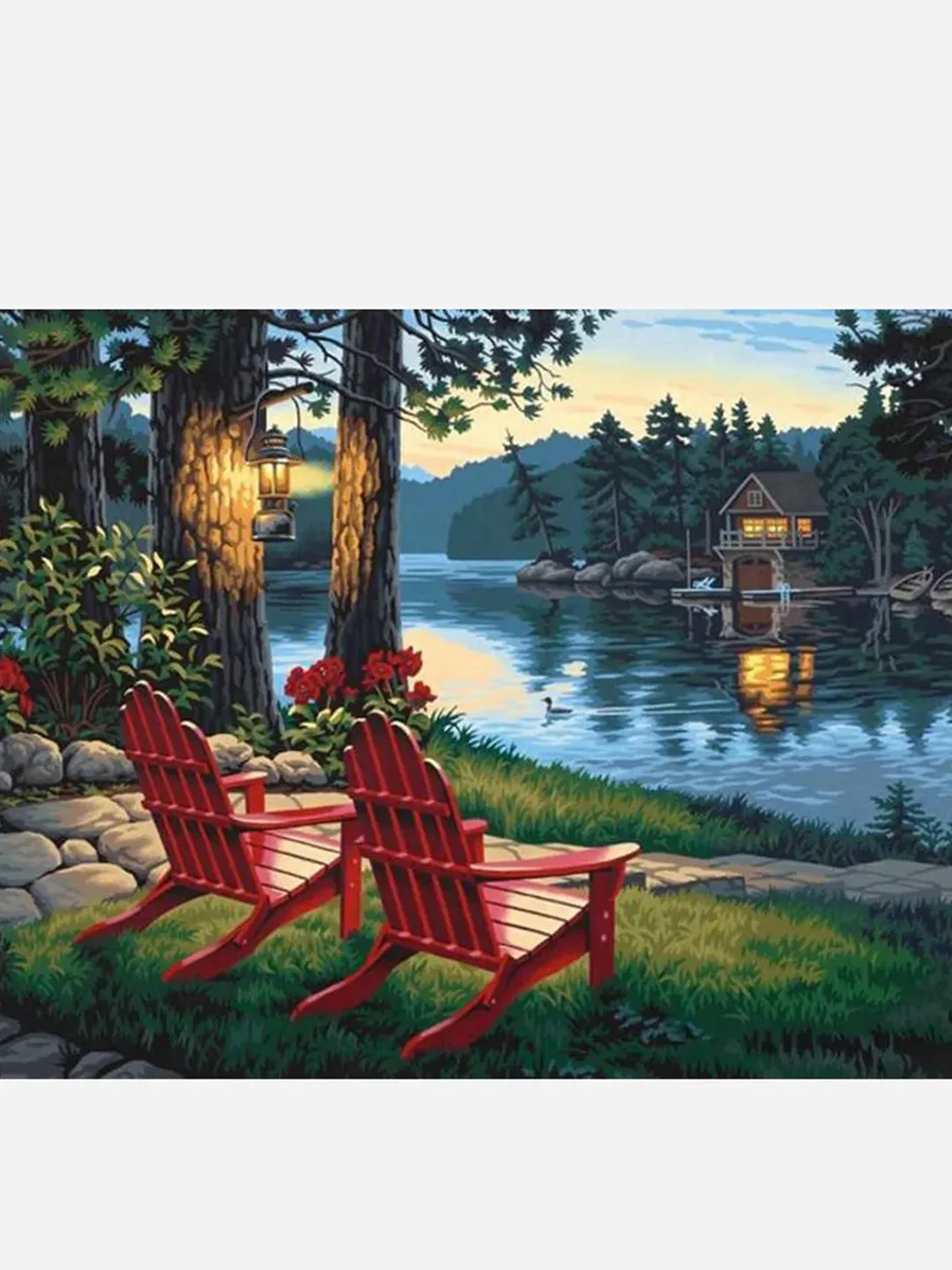 Белый алмазная мозаика без подрамника "Пейзажи", 30*40 см