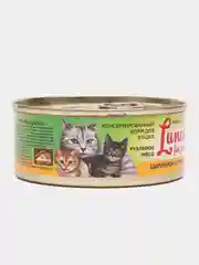 Корм для кошек Lunch for pets цыпленок с перепёлкой, рубленое мясо, консервы 100гр